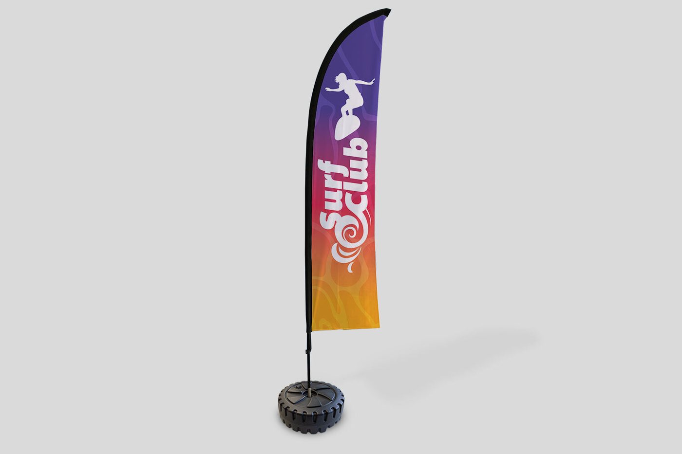 Printed feather flag on a pole