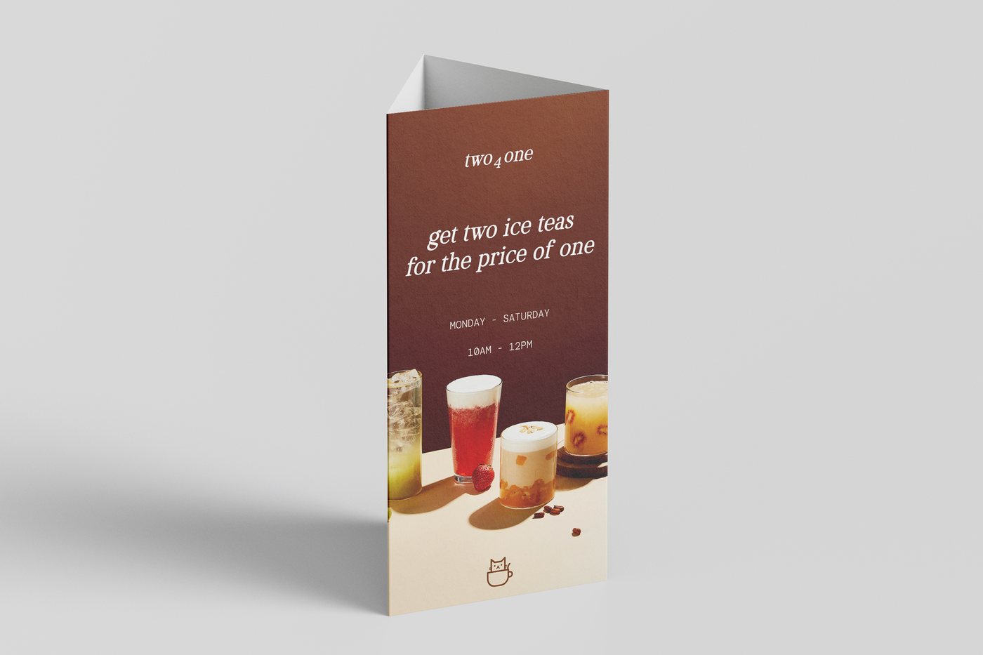 Printed table talker standing on a café table